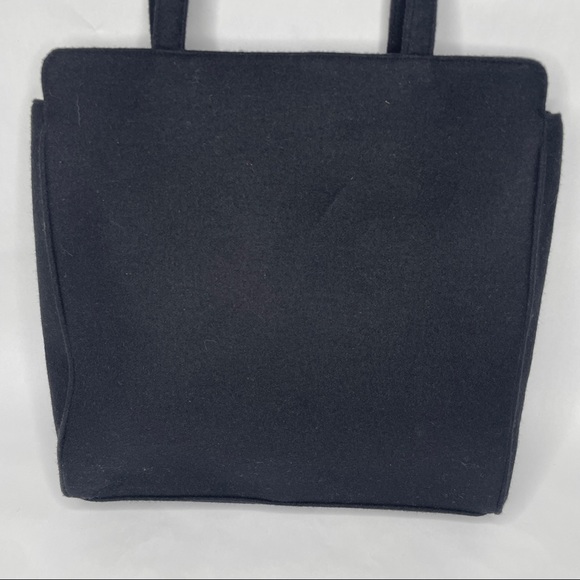 Lulu Guinness Tote Bag Black Blue Red Abstract Design Wool Shoulder Bag - Picture 4 of 14